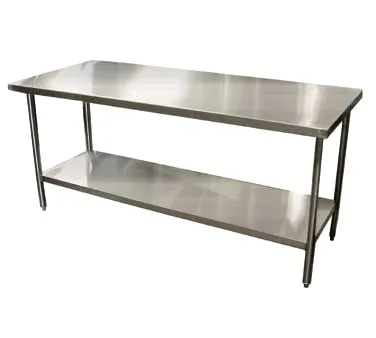 Winholt DTSBB-3060 60" Open Base Work Table with Undershelf, 6" Boxed Backsplash / 16 Gauge Top