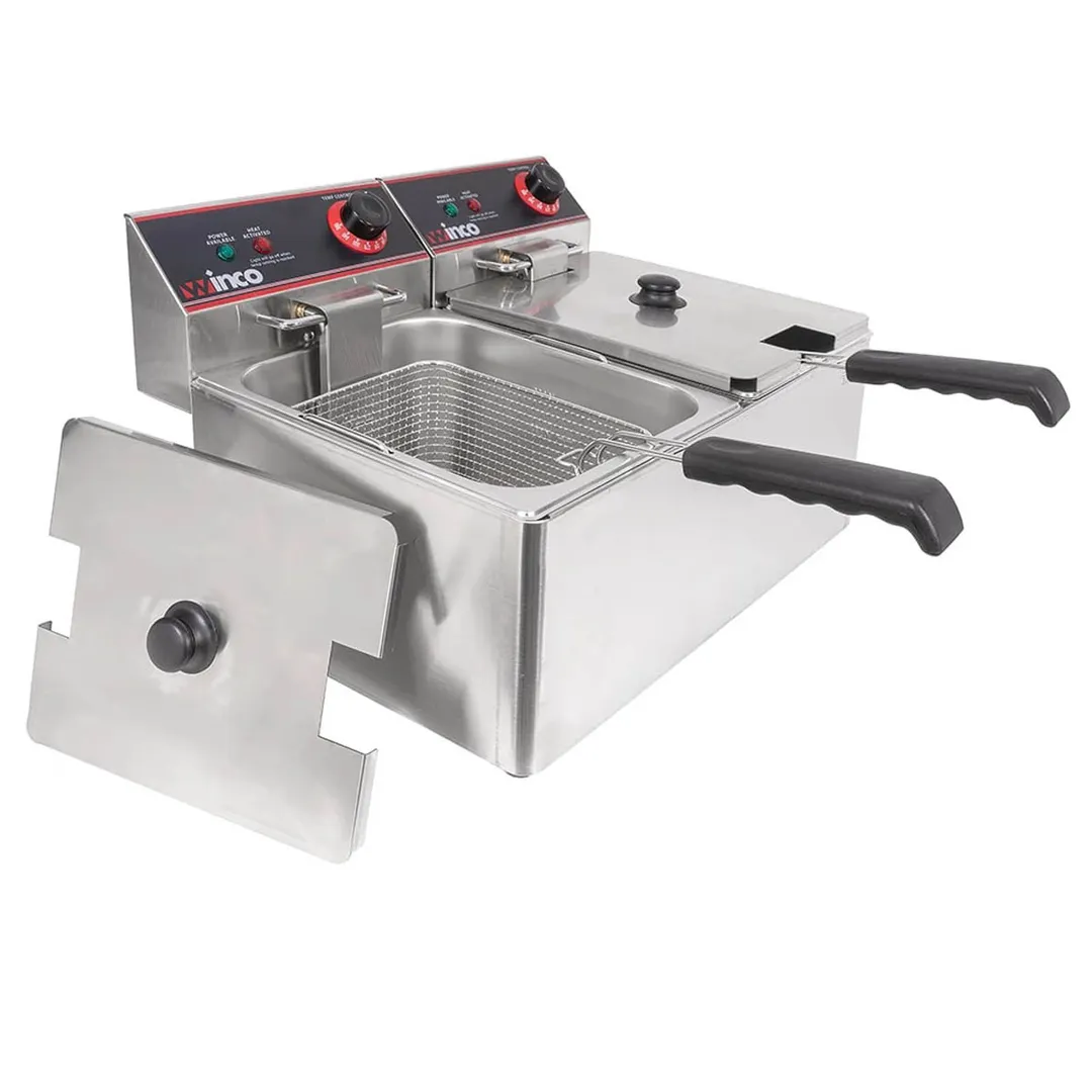 Winco EFT-32 32 lb. Twin Well Electric Countertop Fryer