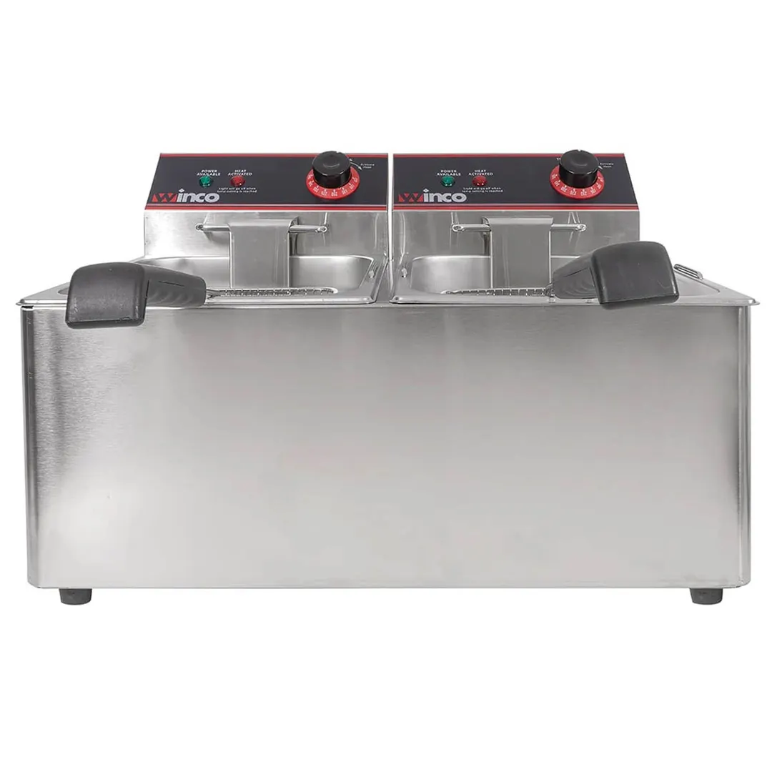 Winco EFT-32 32 lb. Twin Well Electric Countertop Fryer