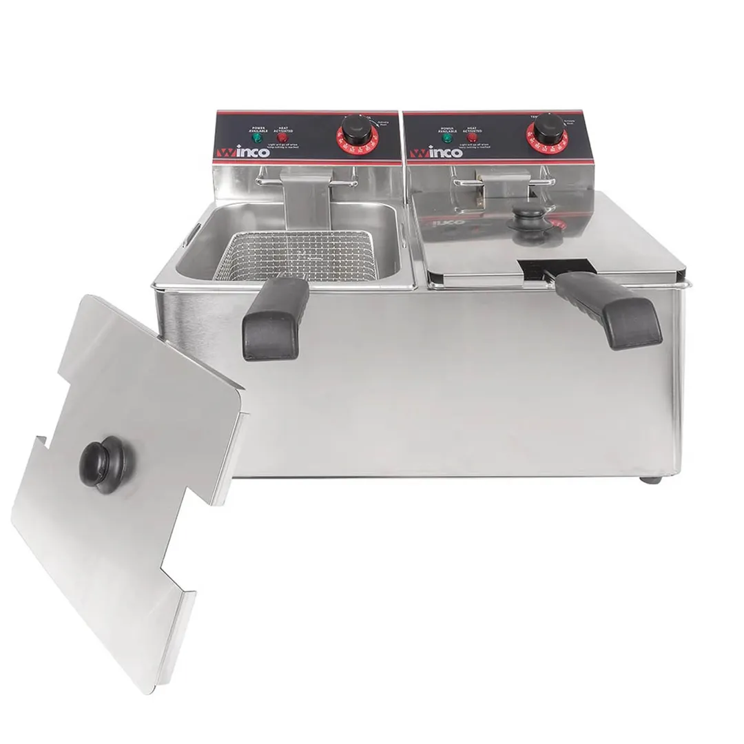 Winco EFT-32 32 lb. Twin Well Electric Countertop Fryer