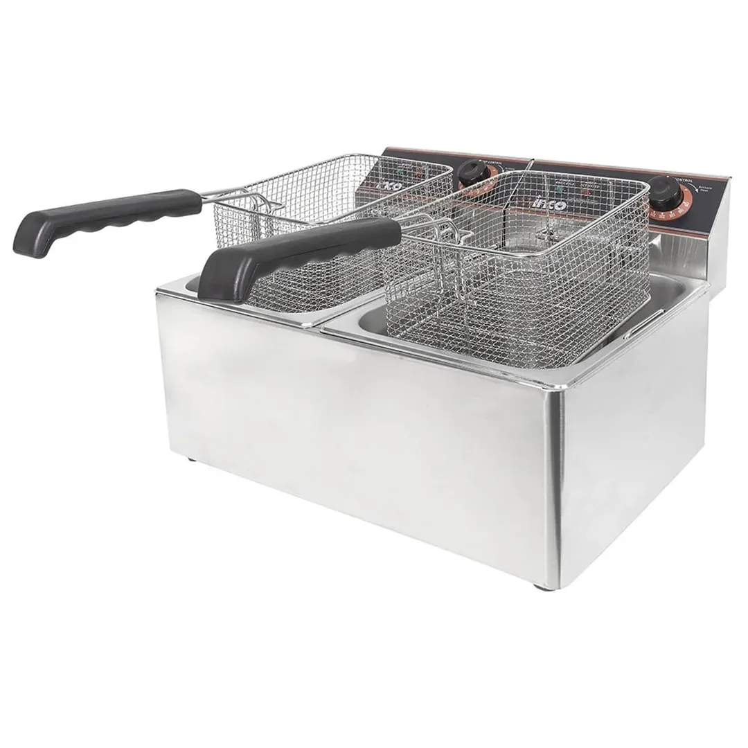 Winco EFT-32 32 lb. Twin Well Electric Countertop Fryer