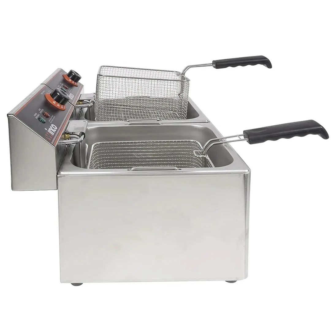 Winco EFT-32 32 lb. Twin Well Electric Countertop Fryer