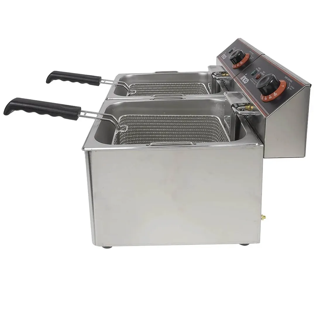 Winco EFT-32 32 lb. Twin Well Electric Countertop Fryer
