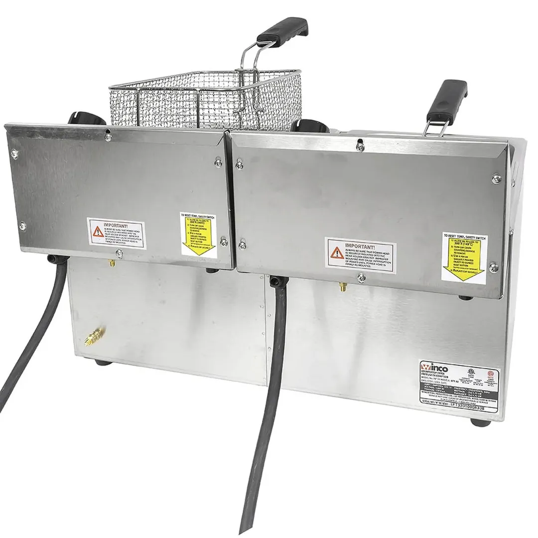 Winco EFT-32 32 lb. Twin Well Electric Countertop Fryer