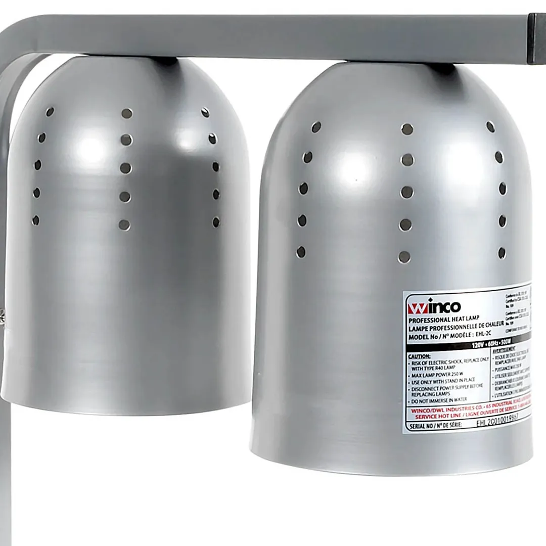 Winco EHL-2C Two Bulb Electric Freestanding Heat Lamp, 120V, 500 W