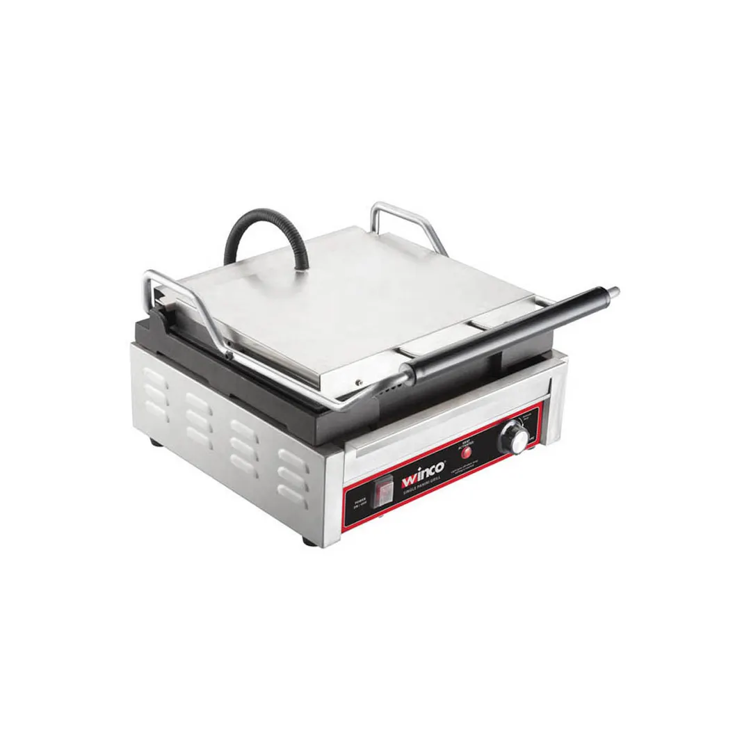 Winco EPG-1C 14" Ribbed Plate Countertop Electric Single Panini Grill - 120V