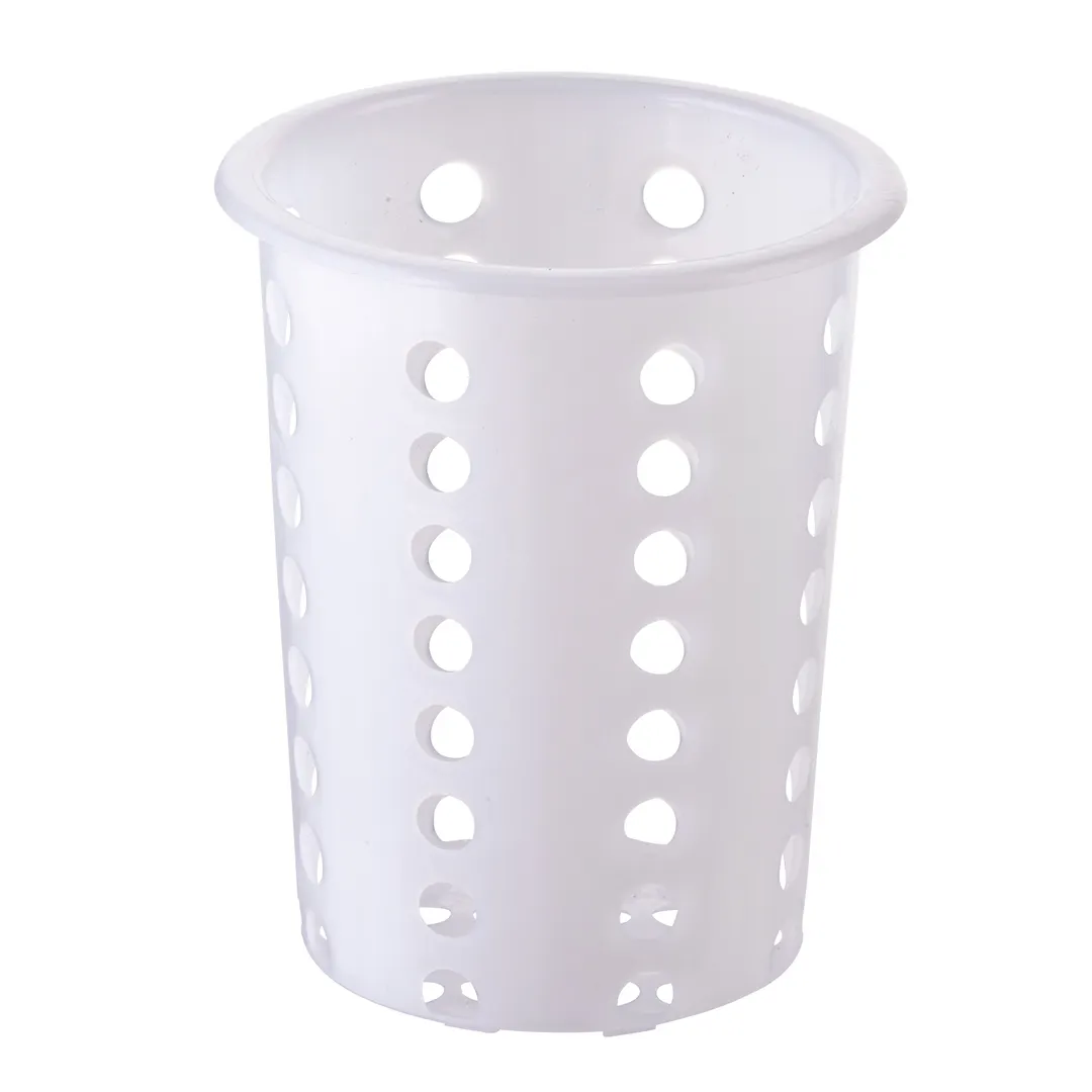 Winco FC-PL 5"H White Plastic Perforated Flatware Cylinder