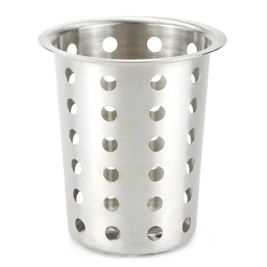Winco FC-SS Stainless Steel Perforated Flatware Cylinder, 5-1/8"H