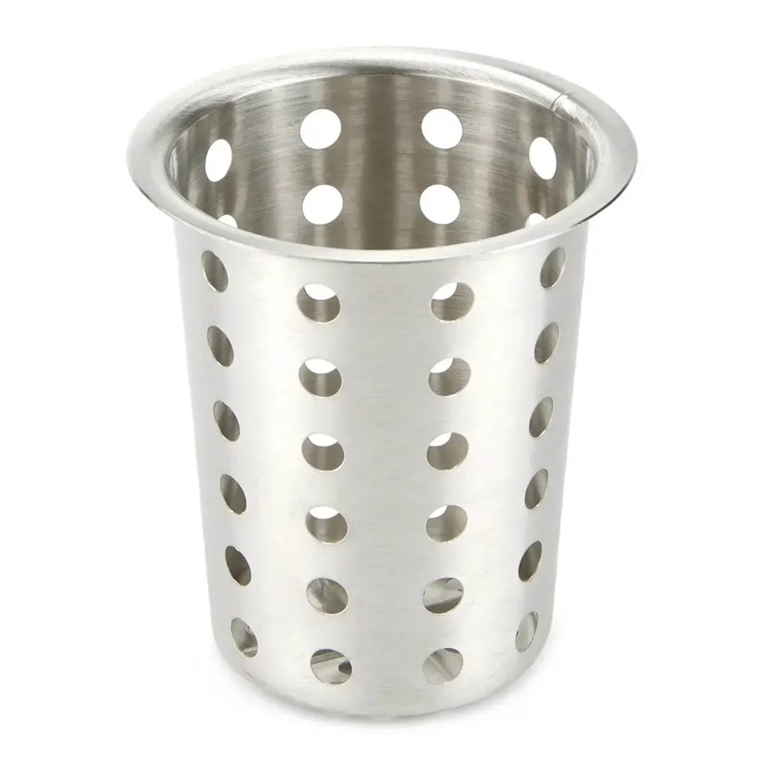 Winco FC-SS Stainless Steel Perforated Flatware Cylinder, 5-1/8"H