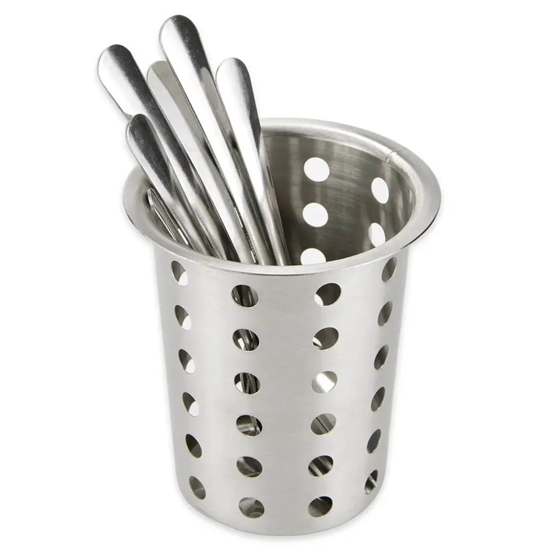 Winco FC-SS Stainless Steel Perforated Flatware Cylinder, 5-1/8"H