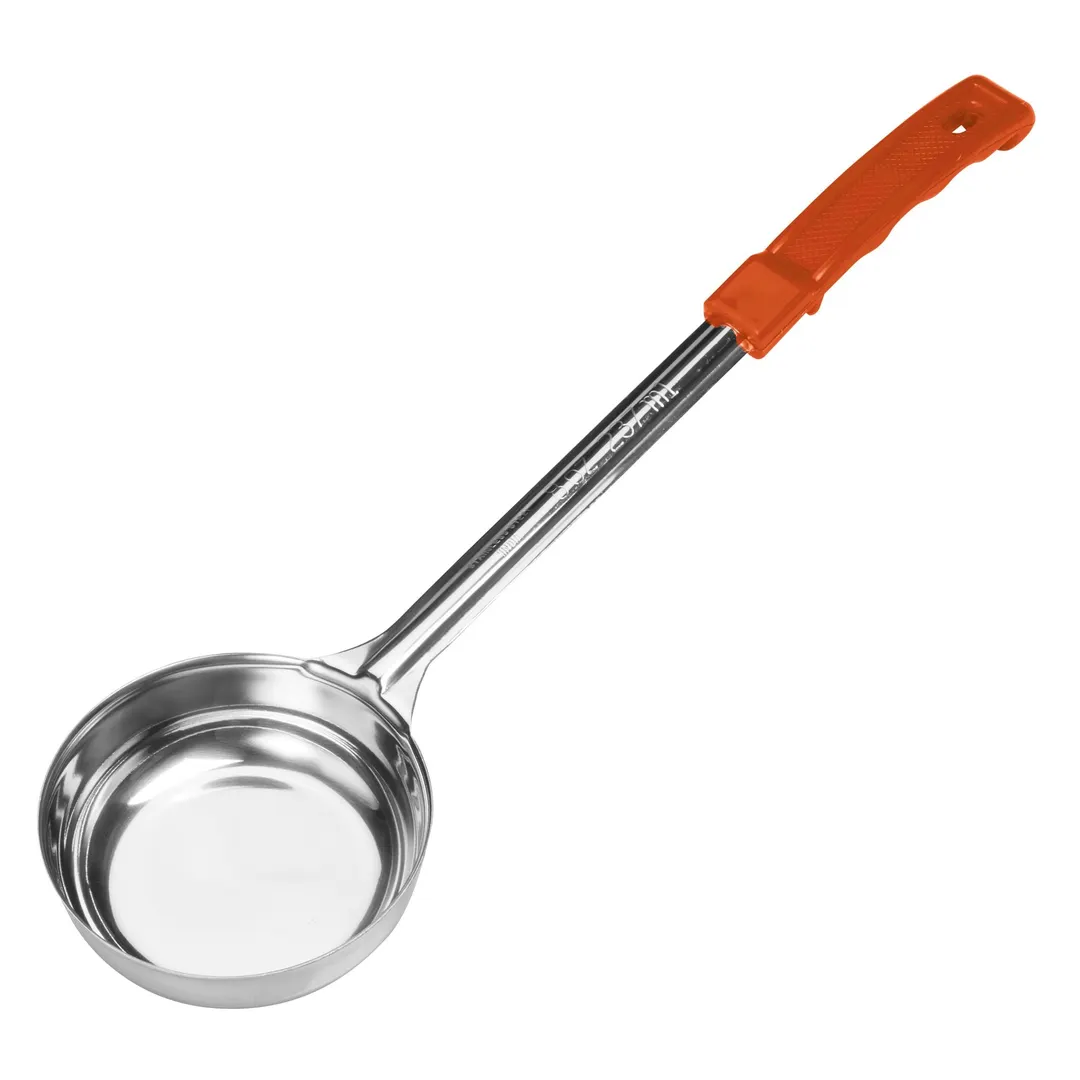 Winco FPSN-8 8 oz. One-Piece Solid Food Portioner, Orange Handle, Prime