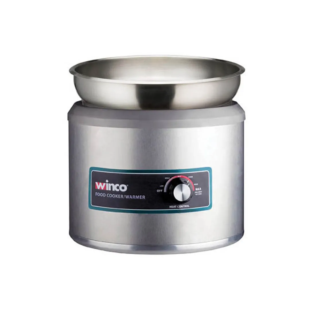 Winco FW-11R500 Countertop Round Food Pan Warmer/Cooker w/ 11-Quart, Manual Controls