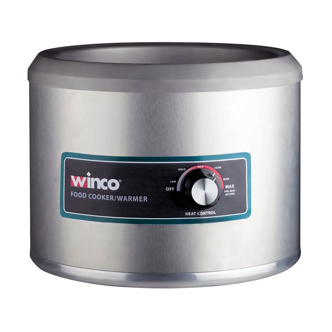 Winco FW-7R500 Countertop Round Food Pan Warmer/Cooker w/ 7-Quart, Manual Controls