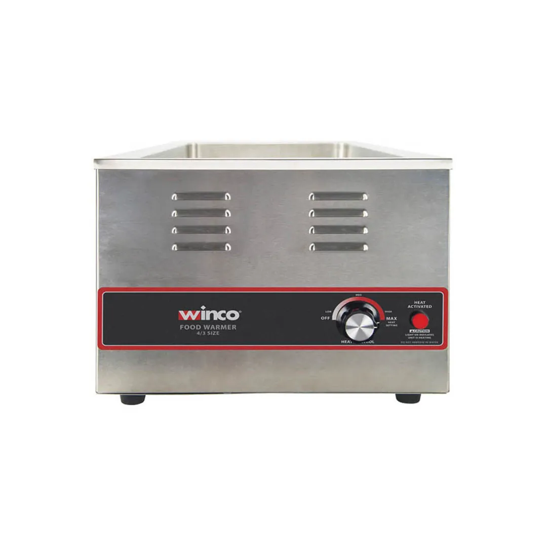 Winco FW-L600 14" Countertop Electric Food Pan Warmer w/ 4/3-Size Single Pan Well