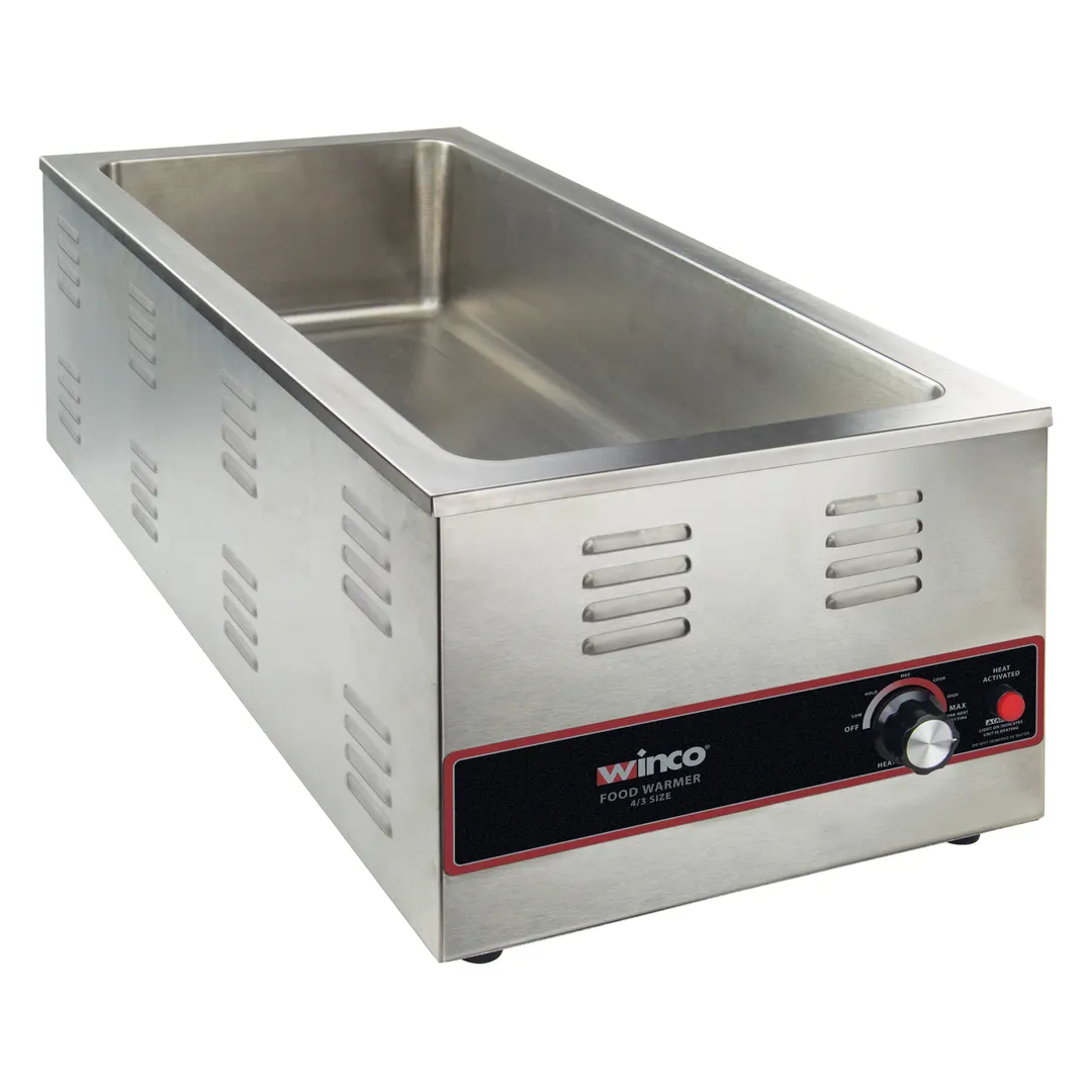 Winco FW-L600 14" Countertop Electric Food Pan Warmer w/ 4/3-Size Single Pan Well