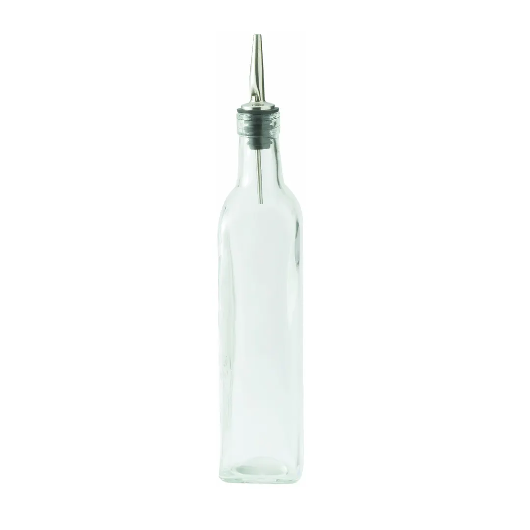 Winco GOB-16 Glass 16 oz. Oil/Vinegar Cruet with Pourer / Square