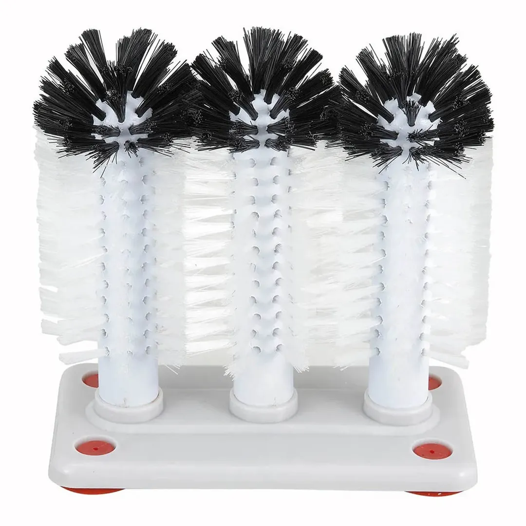Winco GWB-3 Plastic Base 3 Brush Glass Washer, (4) Suction Feet