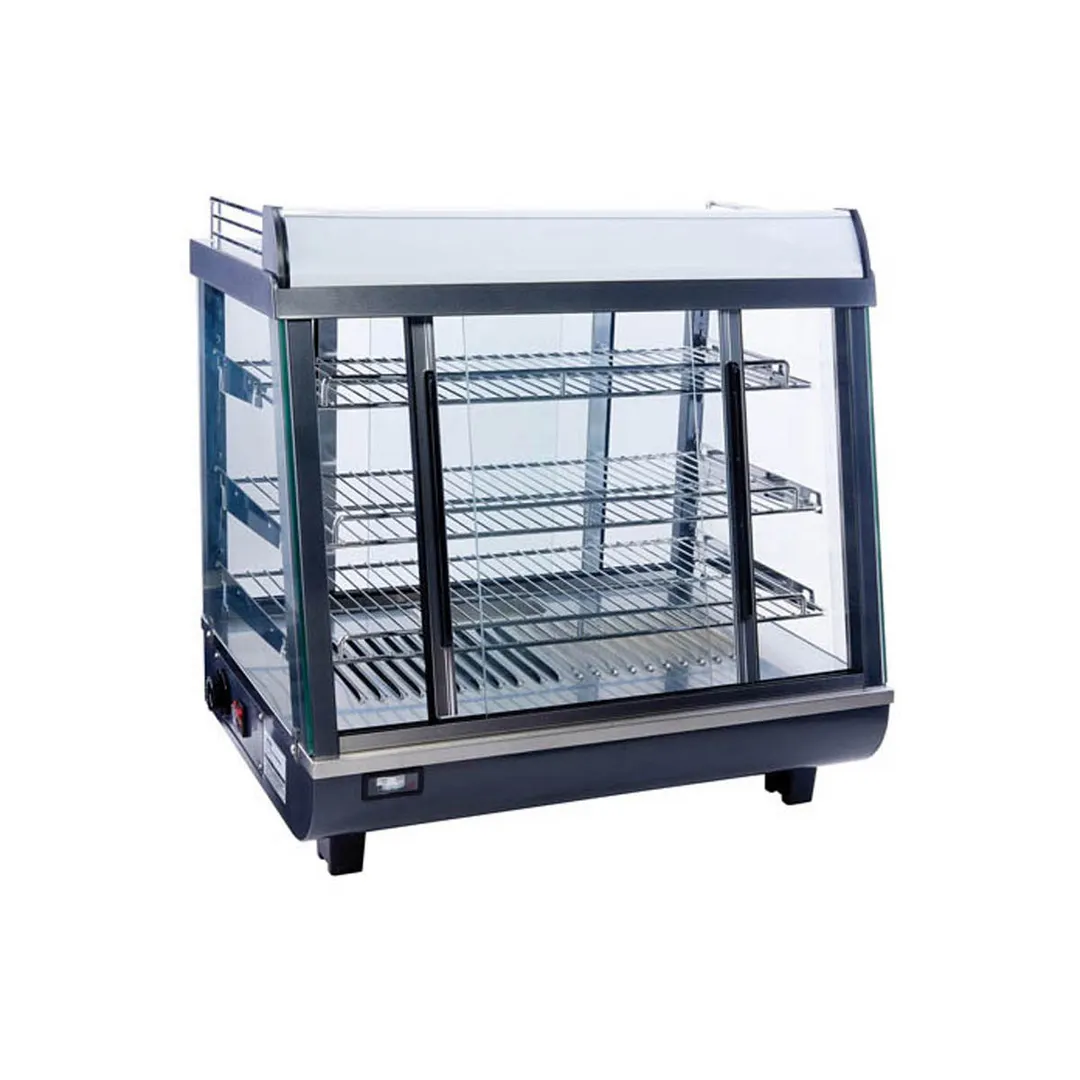 Winco HDM-26 Countertop Hot Food Display, 26½" width, 3 shelves, water pan, 4 doors 120V 1000W - Set
