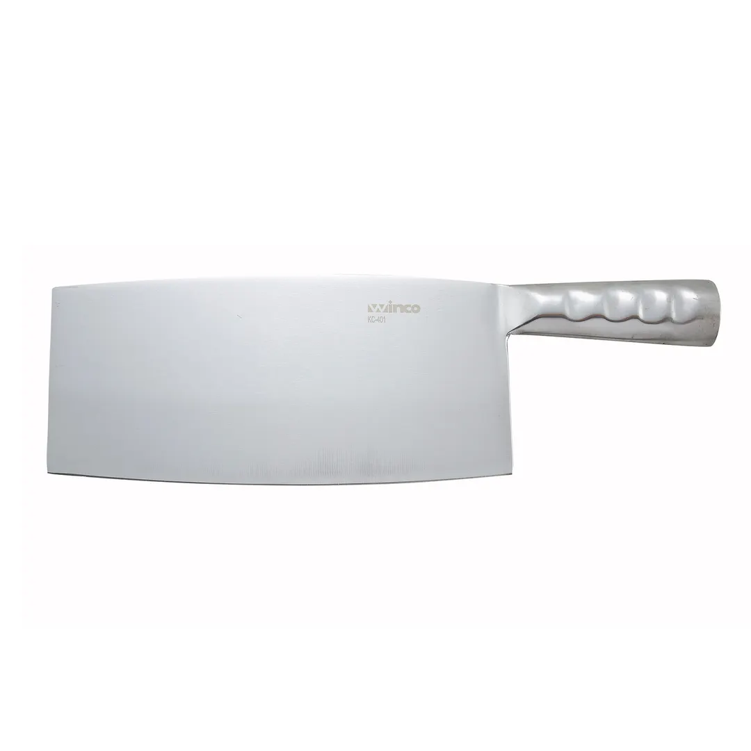 Winco KC-401 8-1/4" Stainless Steel Chinese Cleaver w/ Stainless Steel Handle
