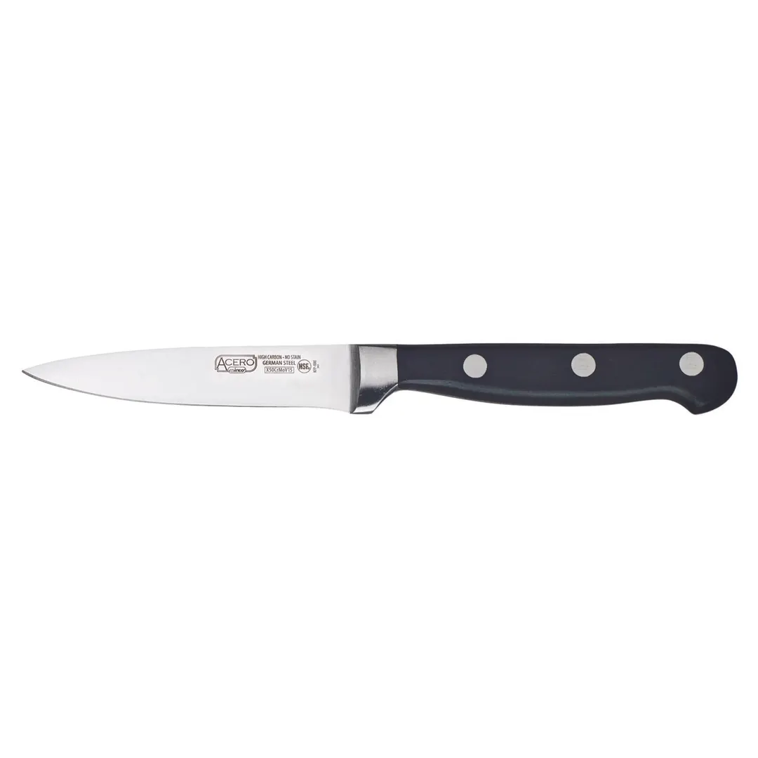 Winco KFP-35 Acero  3 1/2" Paring Knife, w/ 1 Piece Full Tang, Forged Carbon Steel