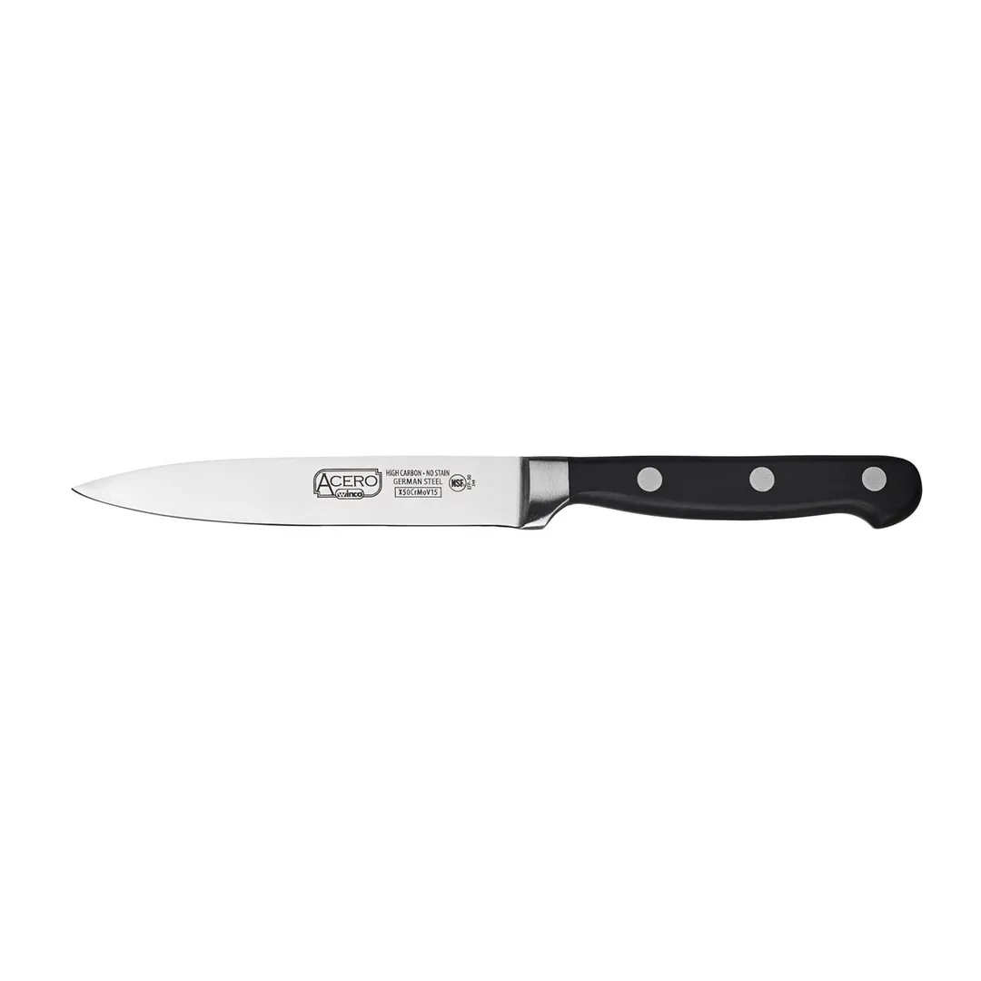 Winco KFP-50, 5" Acero Stainless Steel Forged Utility Knife with Black Handle