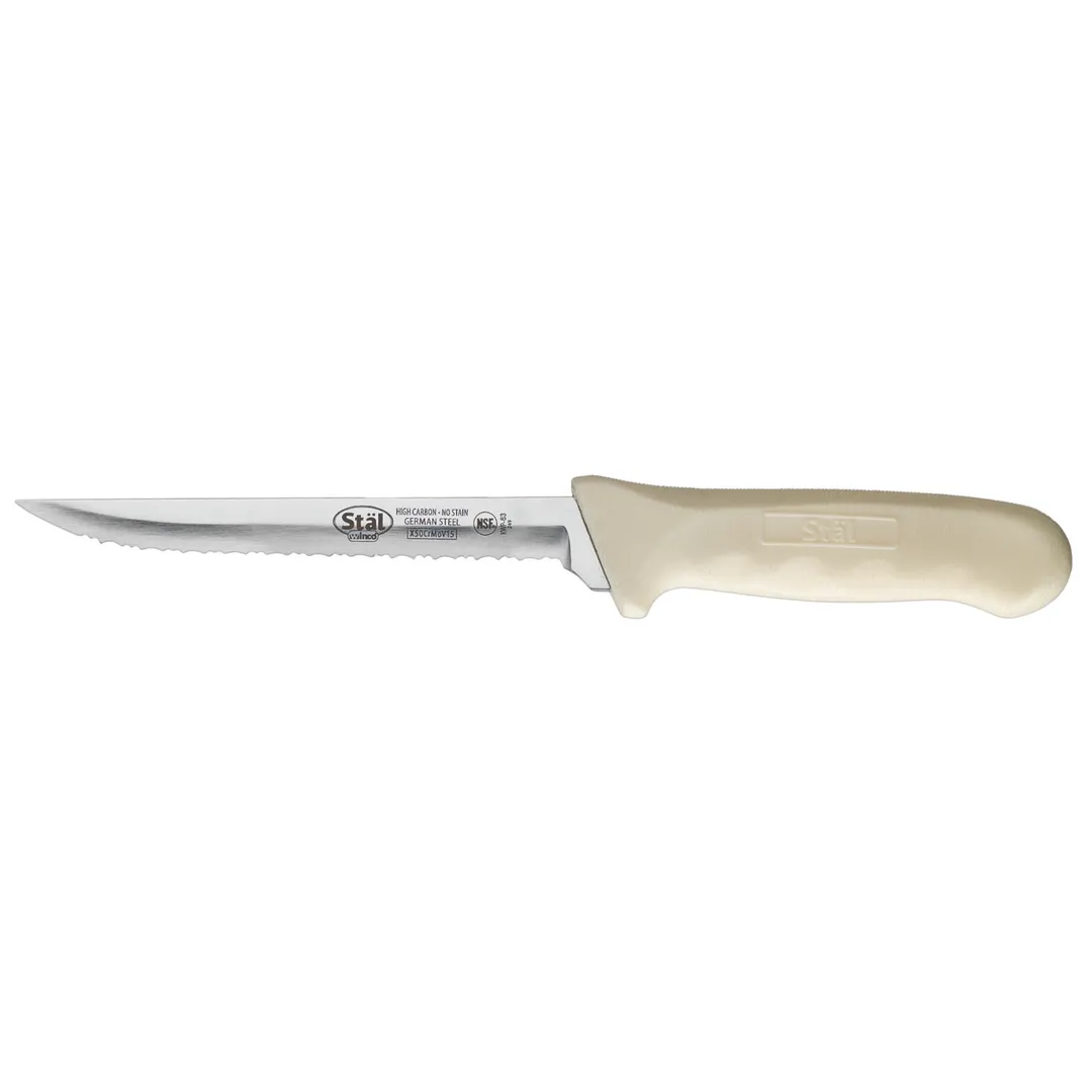 Winco KWP-63 Stäl 6" Steel Utility Knife w/ White Polypropylene Handle