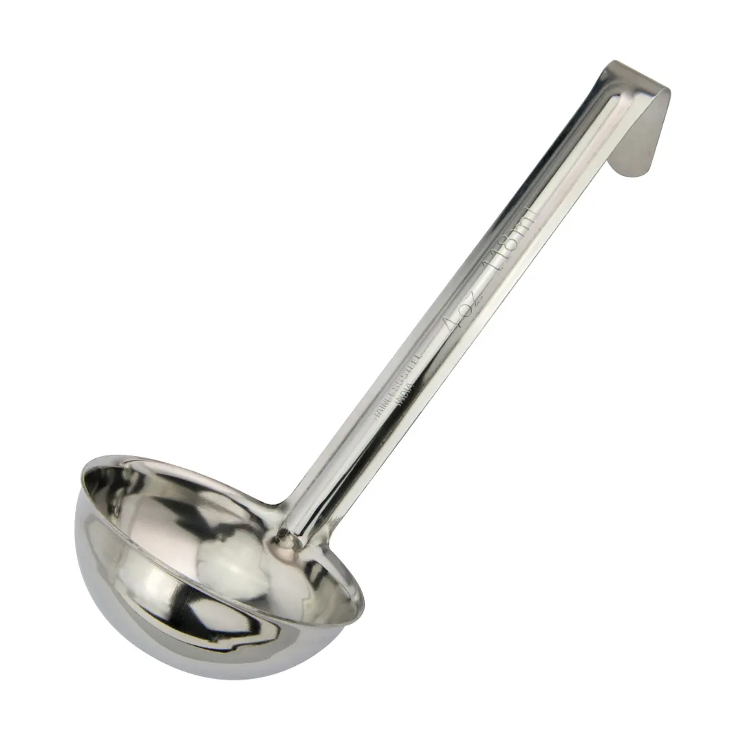Winco LDI-40SH 4 oz One-Piece Stainless Steel LDI Series Serving Ladle w/  6" Long Handle