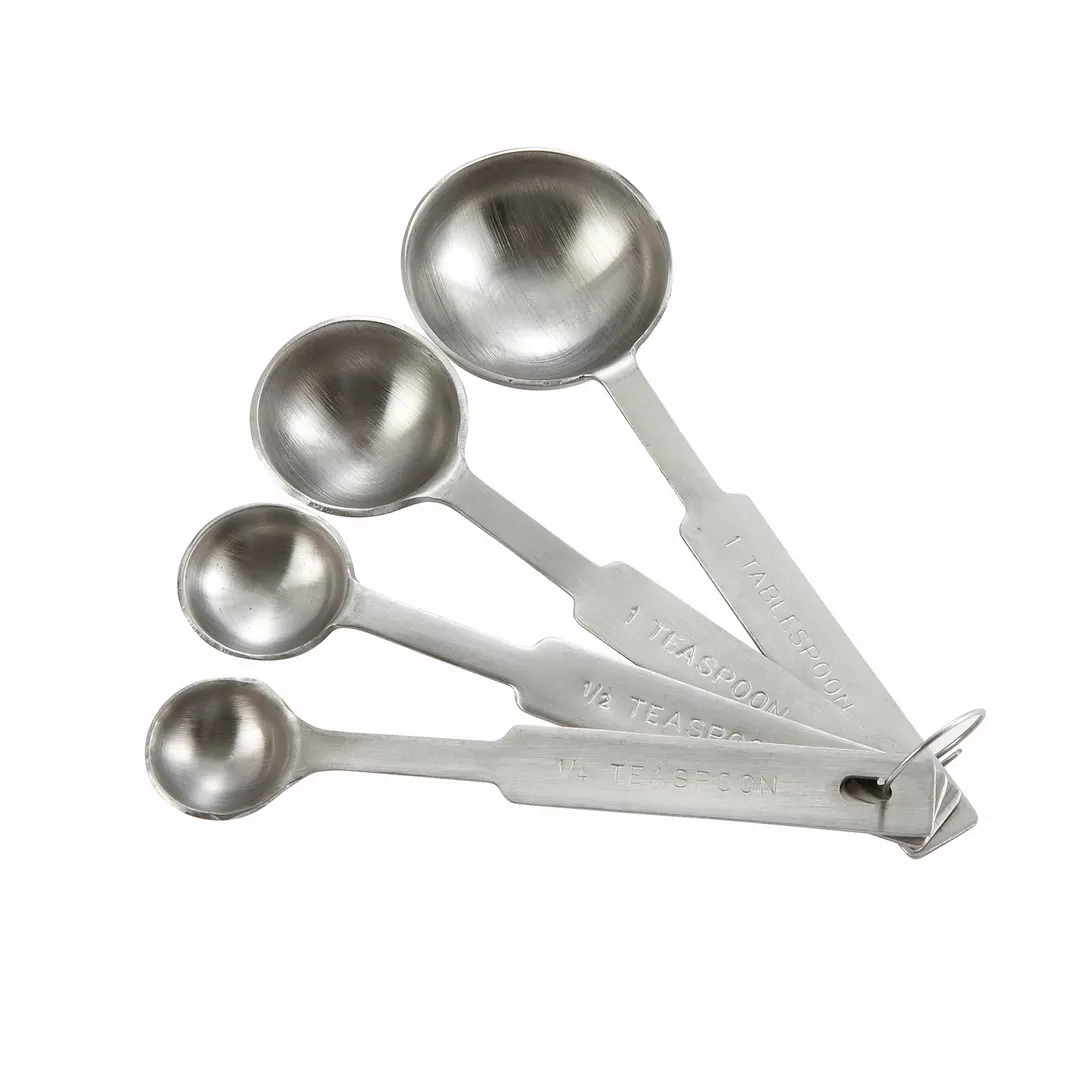 Winco MSPD-4X Spoon Set, 4-Piece Stainless Steel Spoons - 1/4 tsp, 1/2 tsp, 1 tsp & 1 tbsp