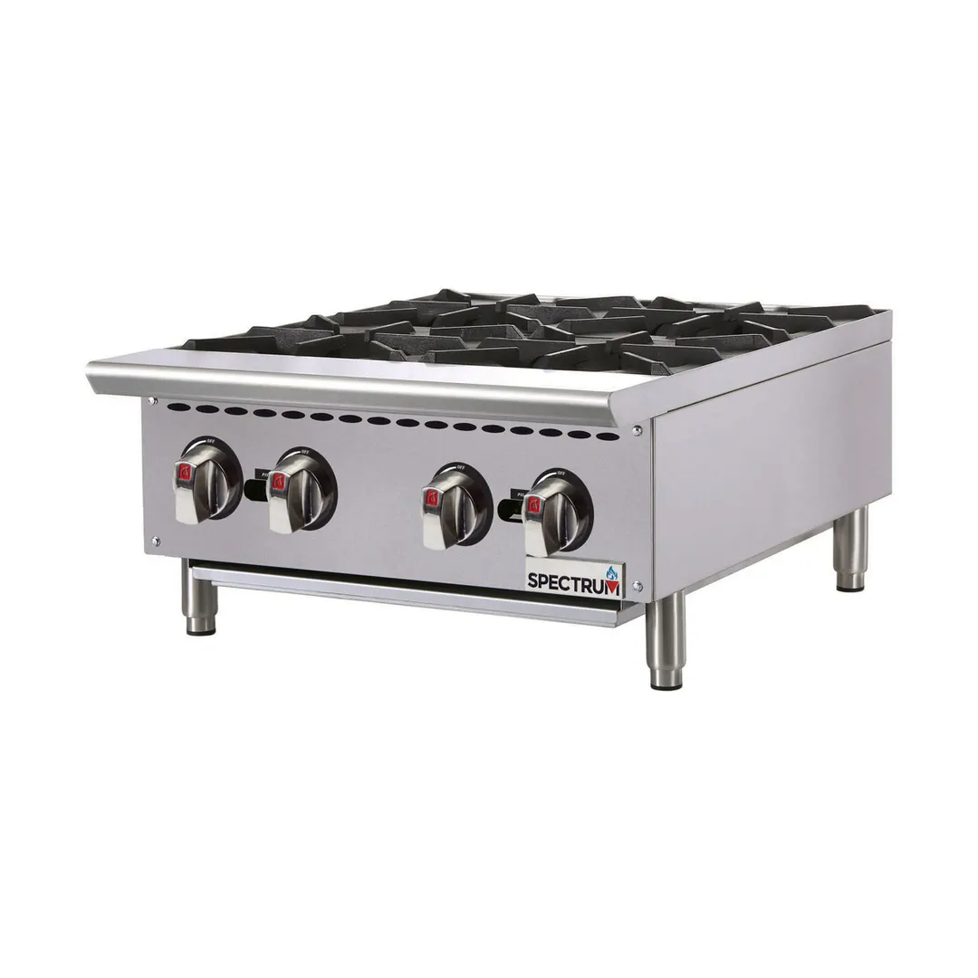 Winco NGHP-4 24" Countertop Gas Hotplate with (4) Burners, Infinite Controls, 100.000 BTU