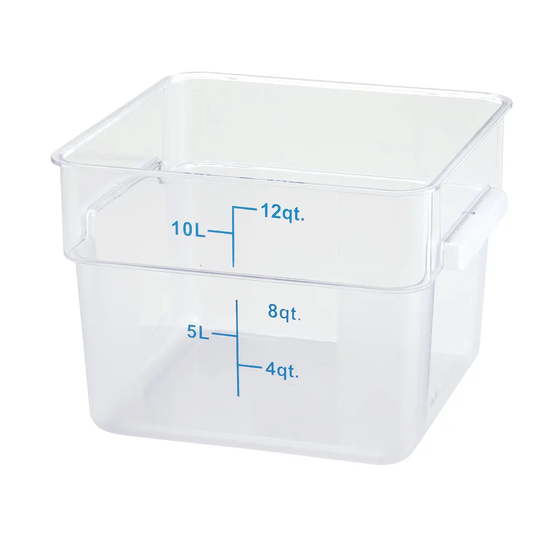 Winco PCSC-12C 12 Qt. Clear Square Polycarbonate Food Storage Container 