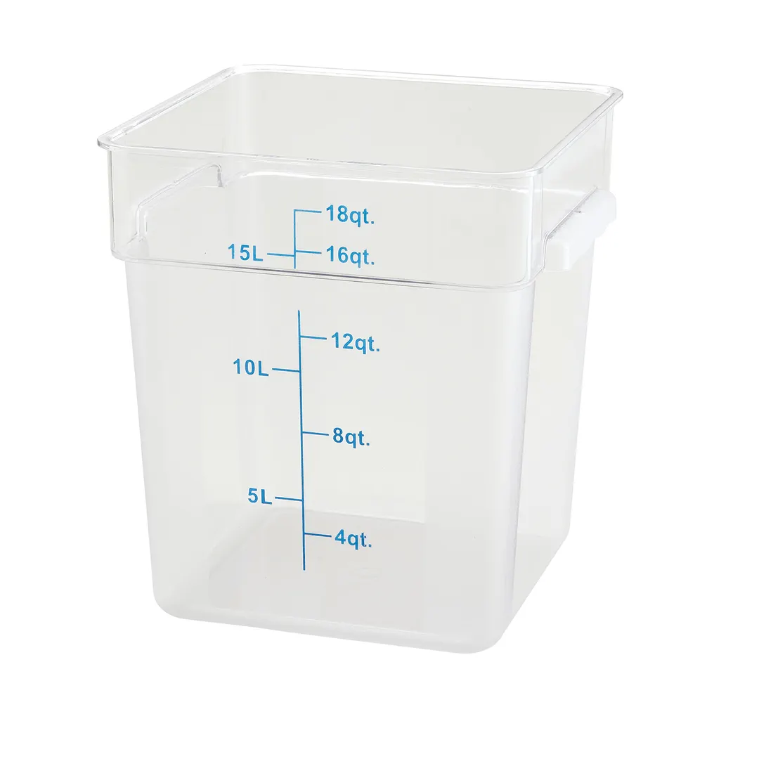 Winco PCSC-18C 18 Qt. Clear Square Polycarbonate Food Storage Container 