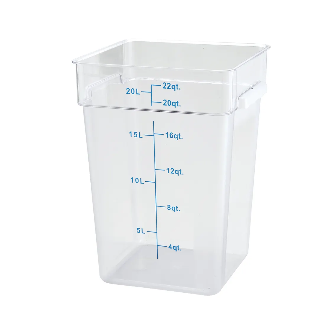Winco PCSC-22C 22 Qt. Clear Square Polycarbonate Food Storage Container 