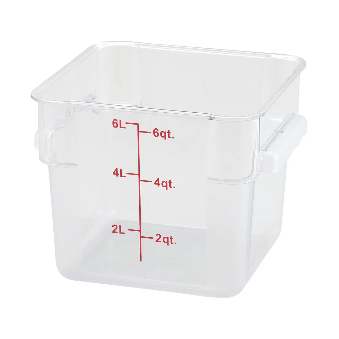 Winco PCSC-6C 6 Qt Square Polycarbonate Food Storage Container, Clear