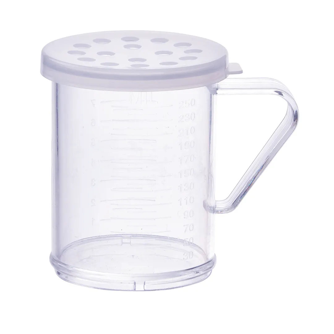 Winco PDG-10CXL 10 Oz. Clear Polycarbonate Dredge with Extra Large Hole Snap-On Lid