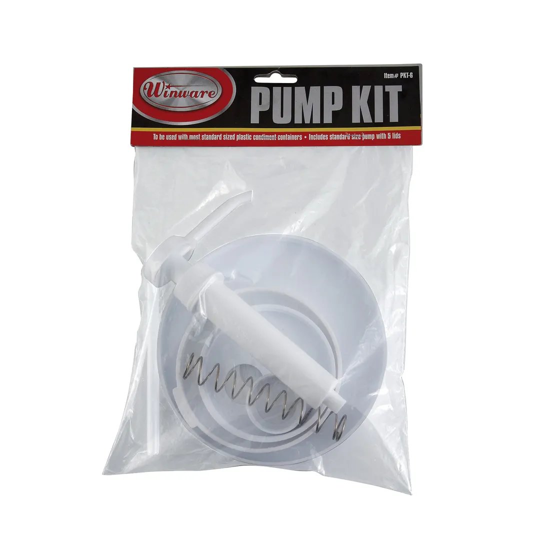 Winco PKT-6 9" Dip Tube Pump Kit with Five Plastic Lids (various 1-9/16" to 6-5/16") - Set