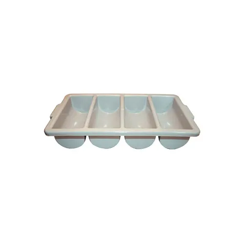 Winco PL-4B Plastic 4 Compartment Gray Cutlery Box