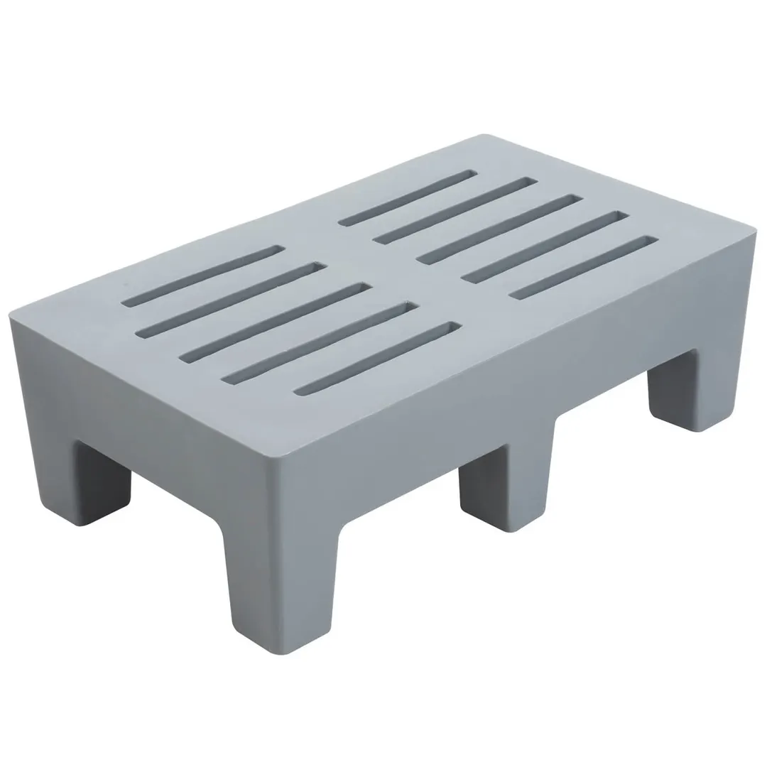 Winholt PLSQ-3-1222-GY 22" x 36" x 12" Solid Plastic Perforated Gray Dunnage Rack with 2200 lb. Capacity, 1-Tier 