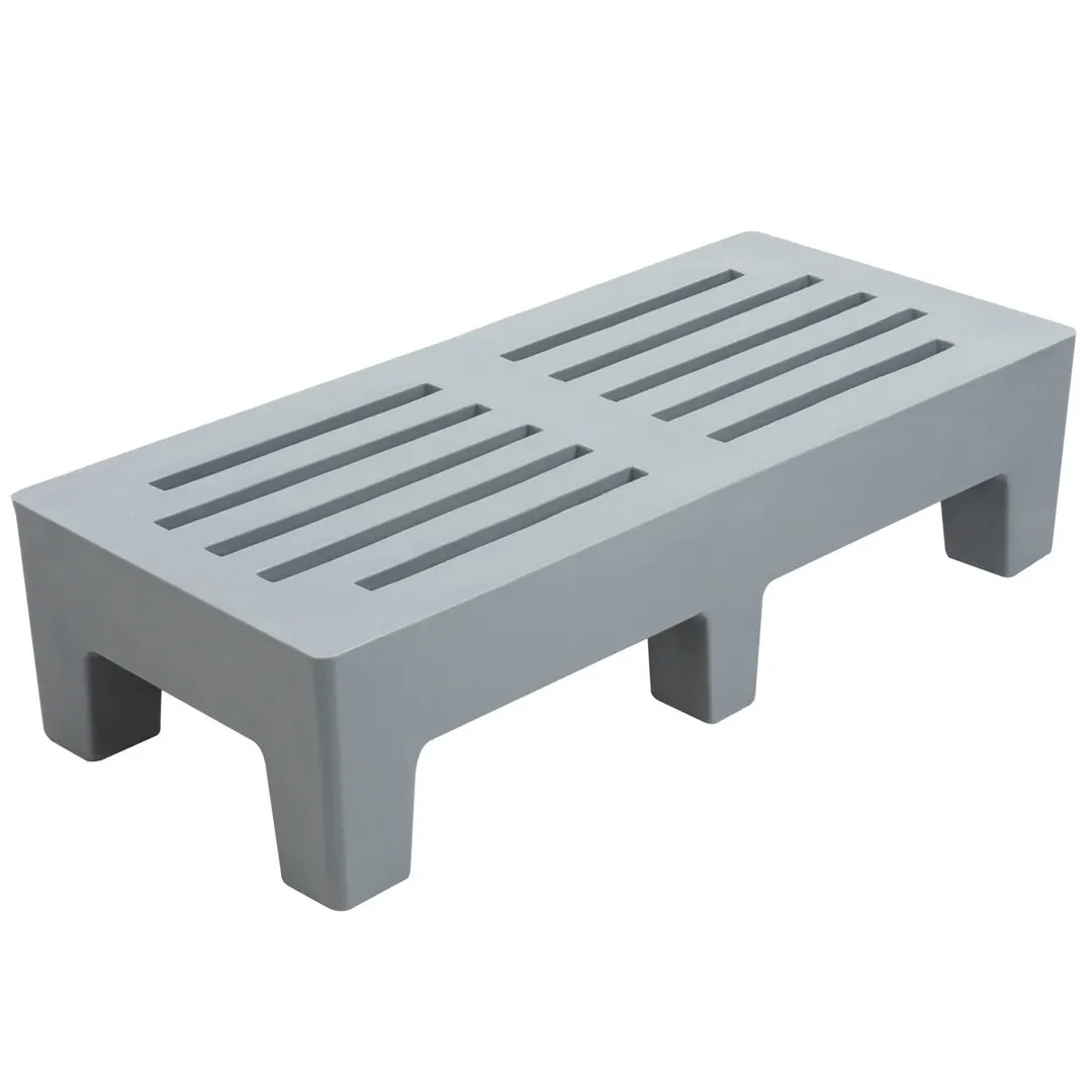 Winholt PLSQ-4-1222-GY 22" x 48" x 12" Solid Plastic Perforated Gray Dunnage Rack with 2200 lb. Capacity, 1-Tier 
