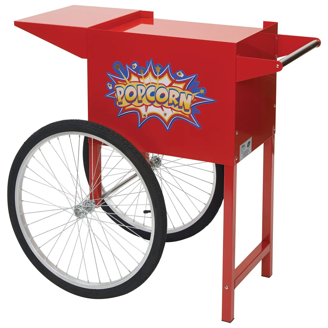 Winco POP-8RC Showtime Popcorn Cart, 36.9" L x 22.8" W x 34.6" H, Red 22" Spoked Wheels - Set
