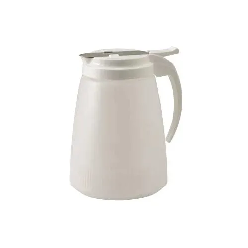 Winco PSUD-48 48 oz. Syrup Dispenser with Plastic Lid and Stainless Steel Slide Cover