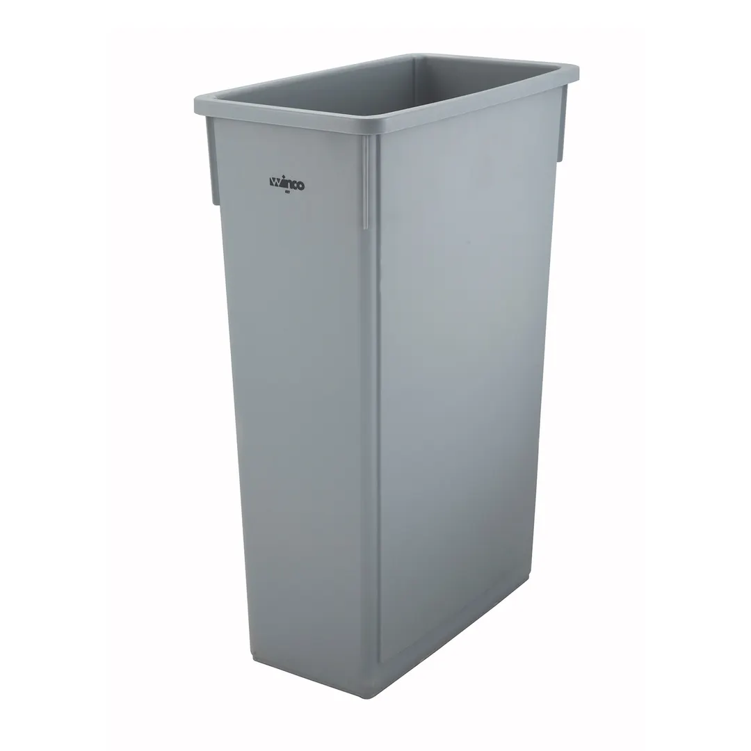 Winco PTC-23SG - Slender Rectangular 23 Gallon Trash Can, 20"1/8 L x 10"7/8 W x 29"7/8 H, HDPE Gray
