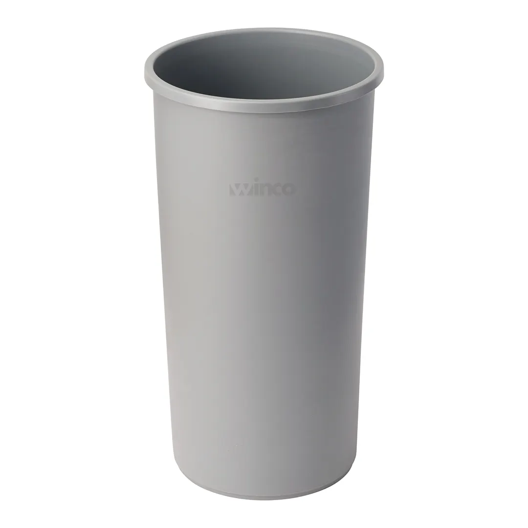 Winco PTCR-22G Trash Can, 22 Gallon, 16" Dia. X 30-1/2"H, Round, Tall, Gray