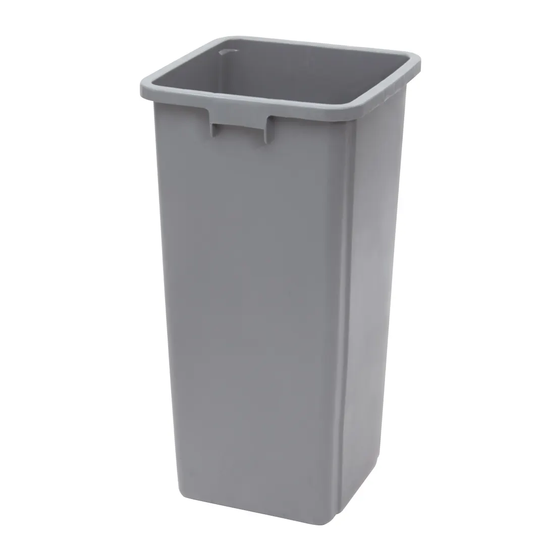 Winco PTCS-23G Square Trash Can, 23 Gallon (15-5/8"W x 30-3/4"H), Gray LDPE Plastic, No Lid