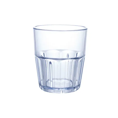 Winco PTSN-9 Havana Tumbler, 9 oz, Blue Ribbed SAN Plastic, Dishwasher Safe - 1 Dozen