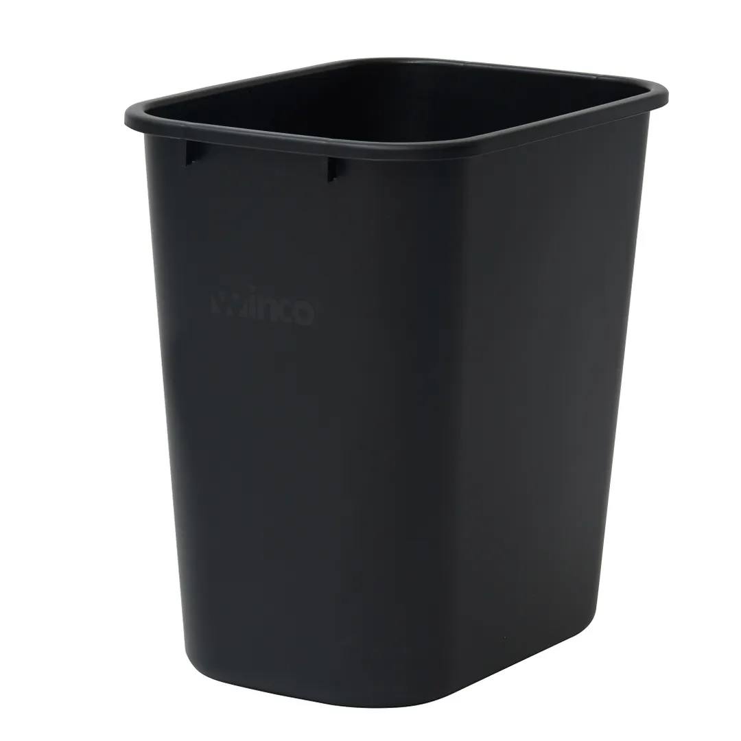 Winco PWR-28K Wastebasket, 28 qt., 14-5/8"W X 10-1/4"D X 15"H, Rectangular, Black