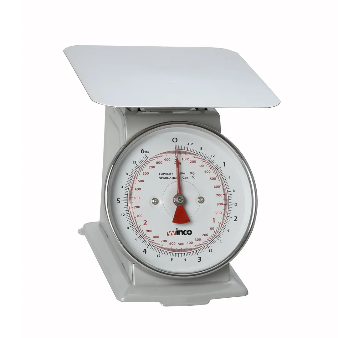 Winco SCAL-66 6-1/2" Dial 6 lb Portion Scale, 7-7/8" Steel Platform, Painted Enamel Steel, 1-9 lb Capacity