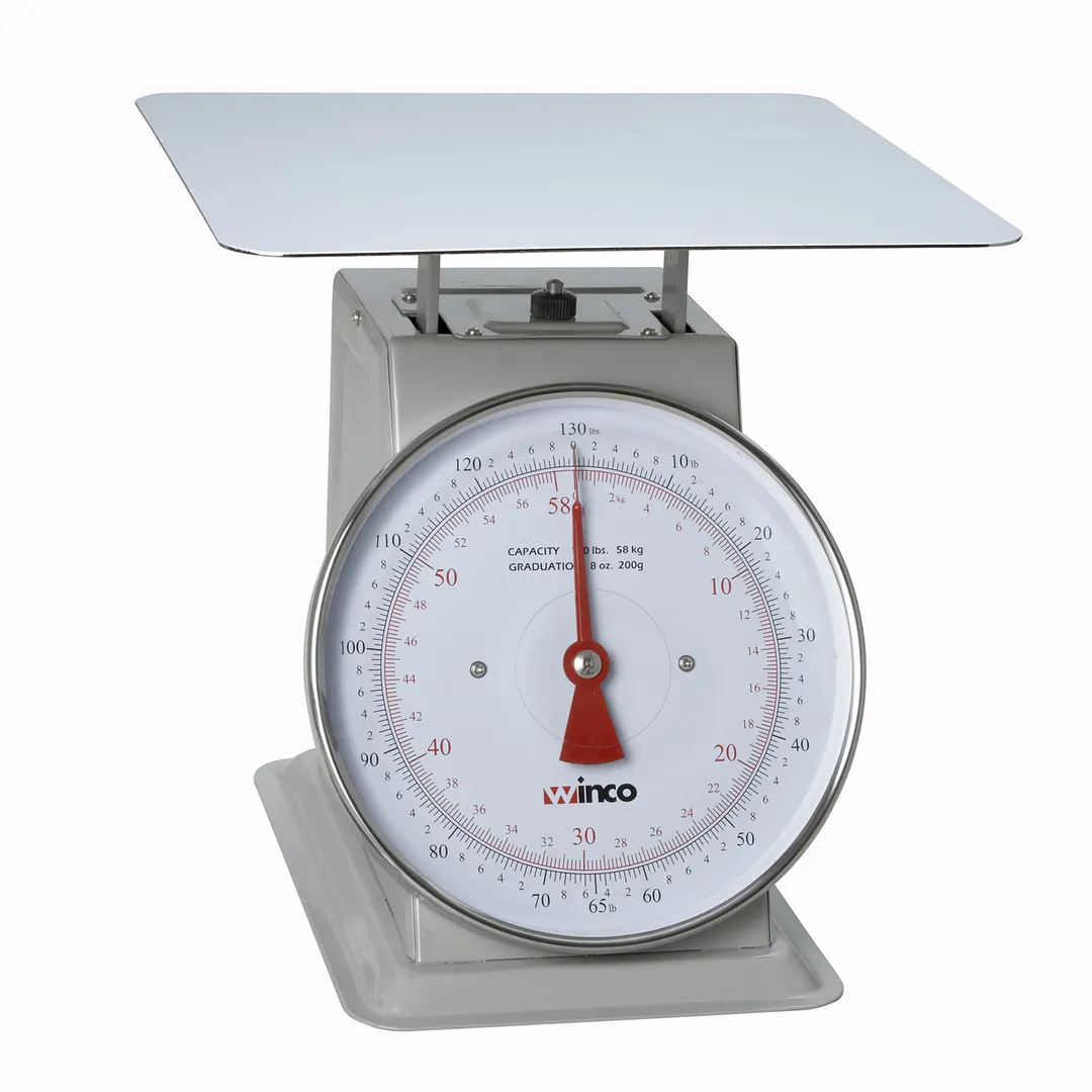 Winco SCAL-9130 9\" Dial 130 lb. Portion Scale, Painted Enamel Steel, 12-3/5\" Platform, 11-12\" Width