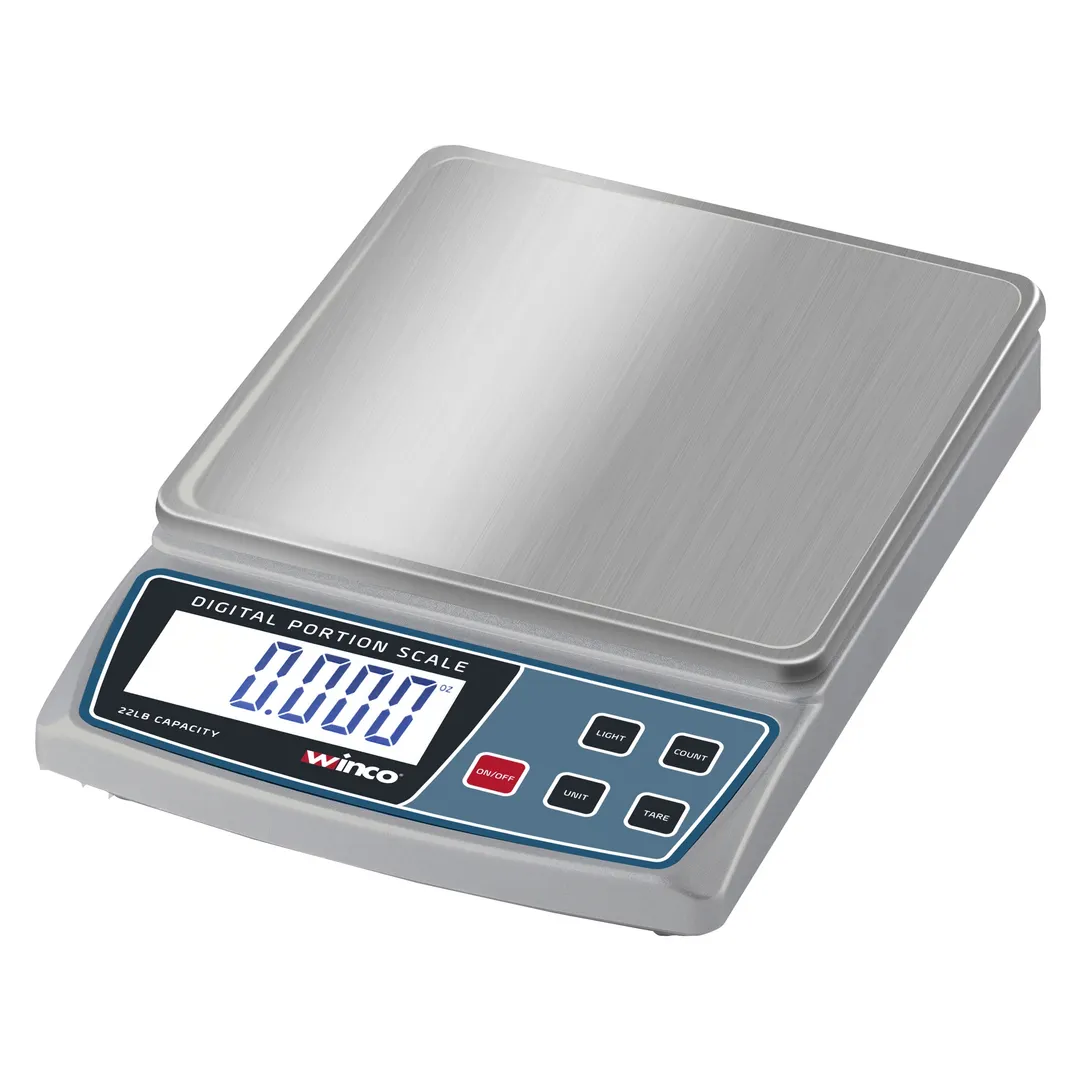 Winco SCAL-D22 - 22 lb Digital Portion Control Scale, 6"x6" Stainless Steel Platform, 2-1/2" LCD, Battery/AC