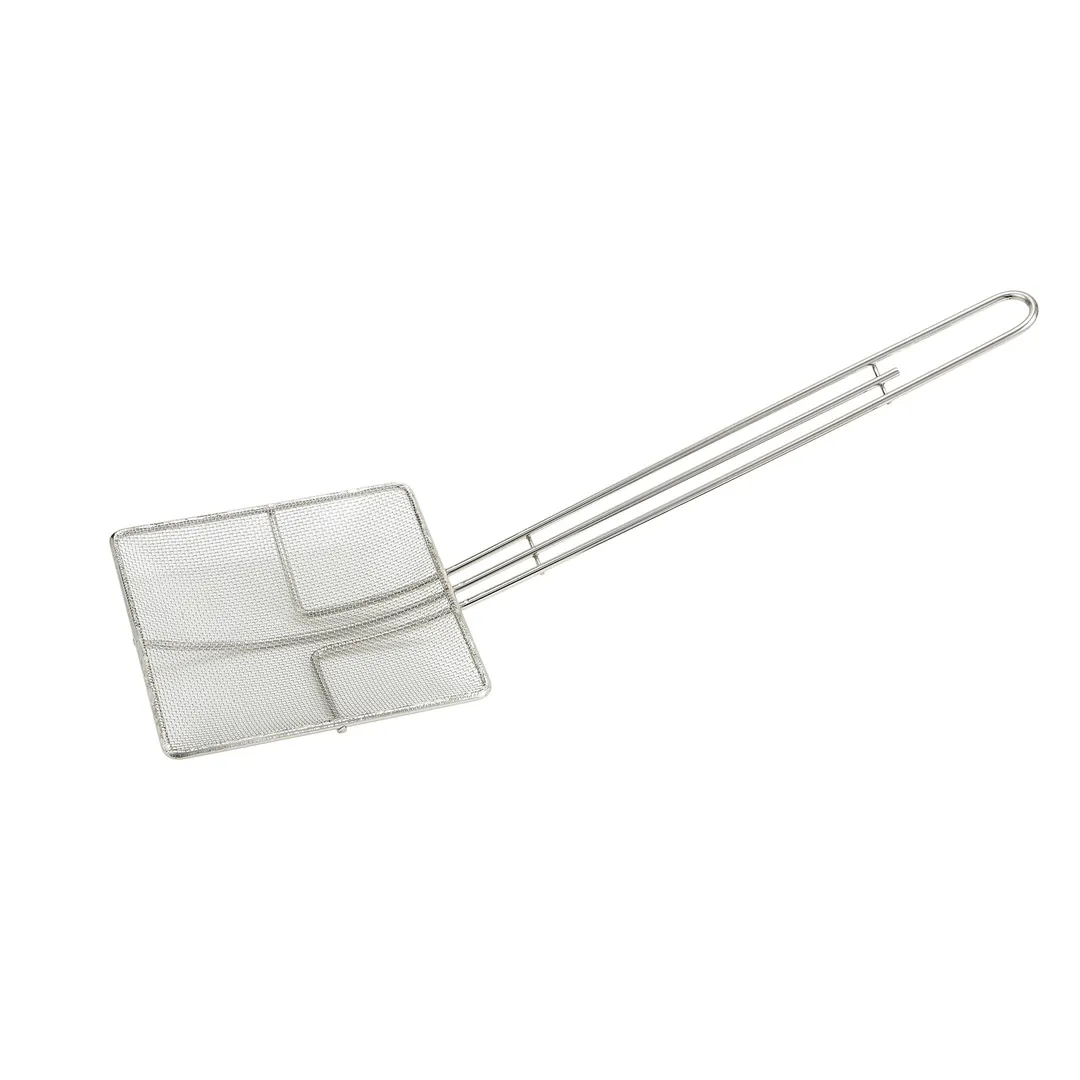 Winco SCF-6S 6 3/4" x 6 3/4" Square x 13" Handle Nickel Plated Mesh Skimmer