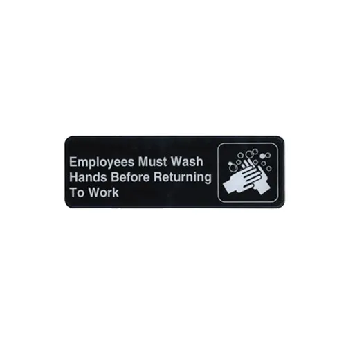 Winco SGN-322 Employees Must Wash Hands Before Returning to Work Sign - Black and White